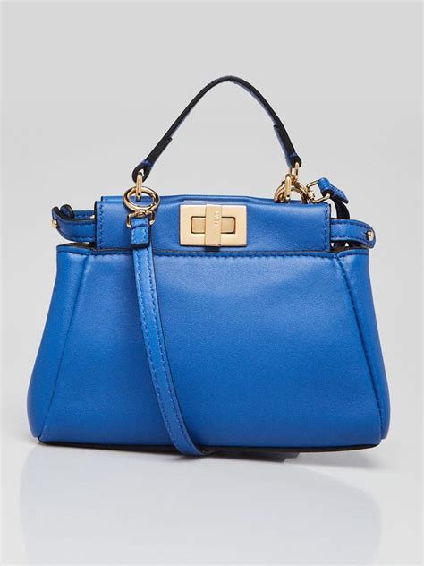 fendi 8m0355|FENDI Peekaboo Handbag 8M0355 Calf Leather Electric Blue.